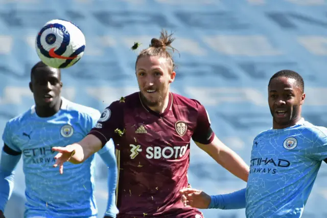 Leeds' Luke Ayling and Man City's Raheem Sterling