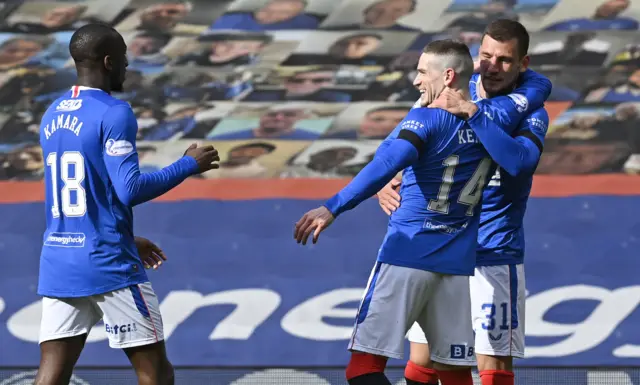 Ryan Kent celebrates an outstanding solo goal for Rangers