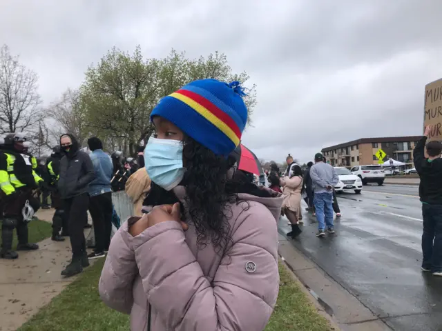 Protester in Brooklyn Center