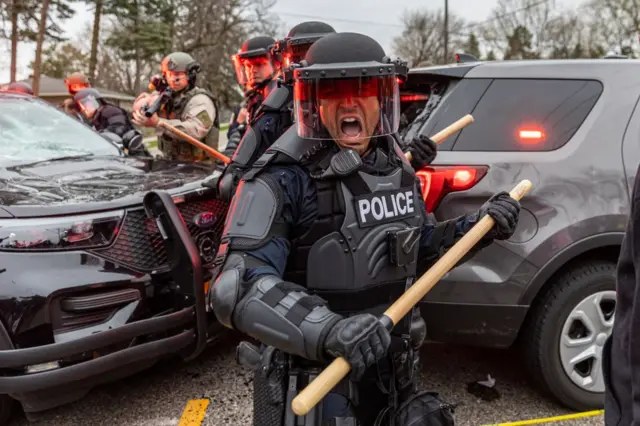 Police with a baton