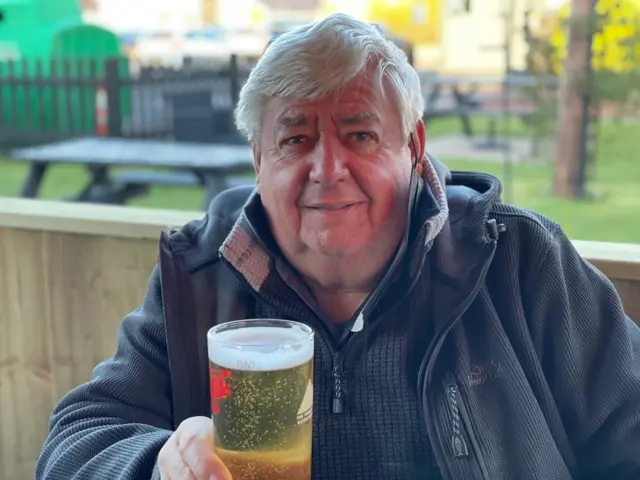 Bob Vickers, 68, first drinker at Coach and Horses this morning