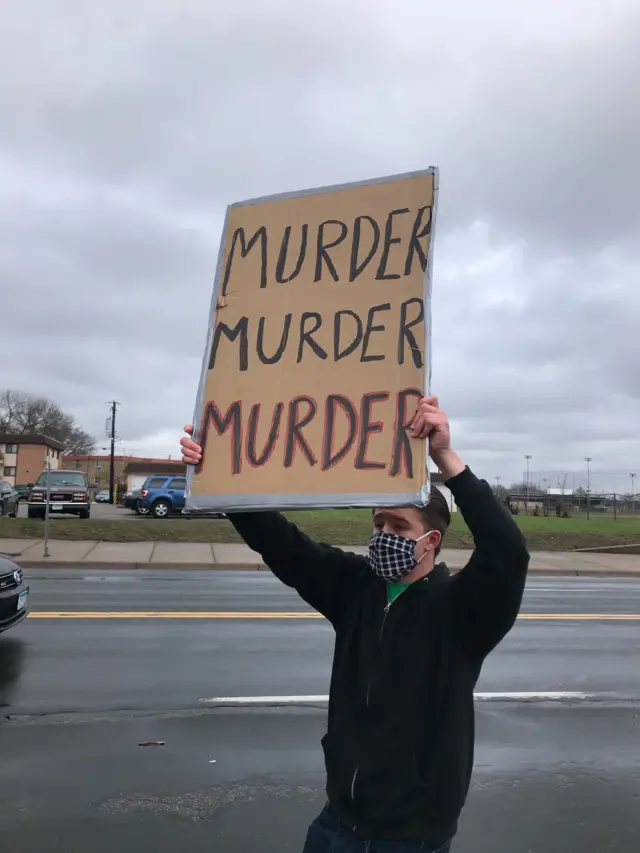 Protester in Brooklyn Center