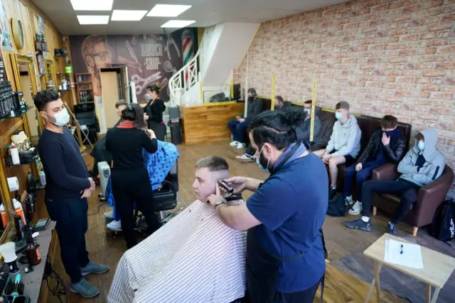 Busy barber shop