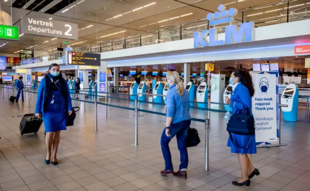 Amsterdam's Schiphol airport, 22 Jan 21