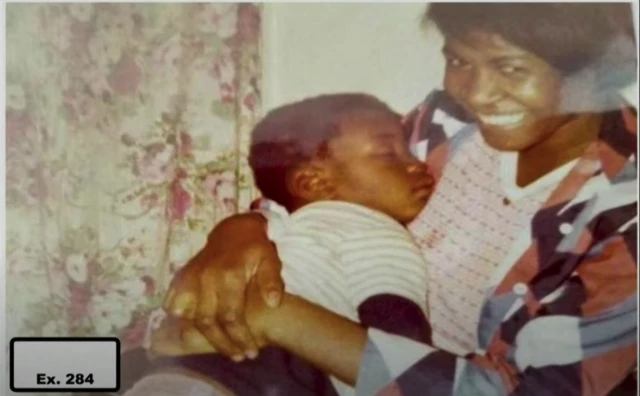 George Floyd and his mother were pictured in court