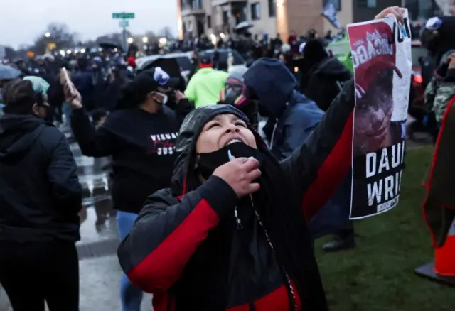 Protesters rally outside Brooklyn Center Police Department