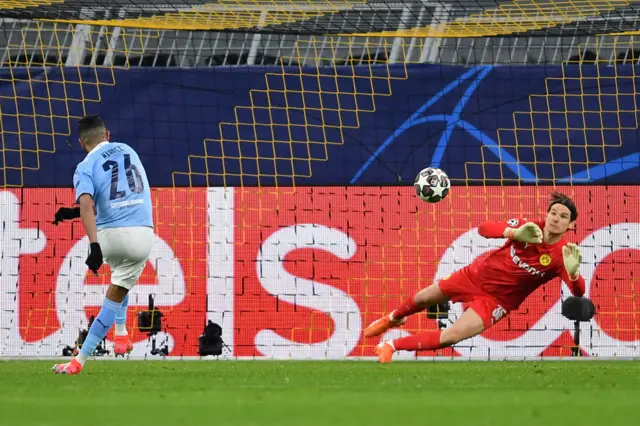 Riyad Mahrez scores for Man City