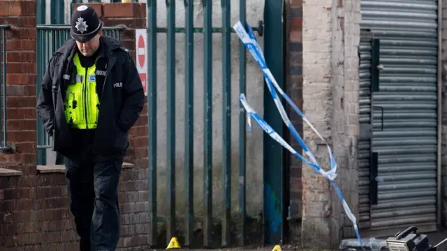 Police officer at the shooting on Western Road in Birmingham on Tuesday