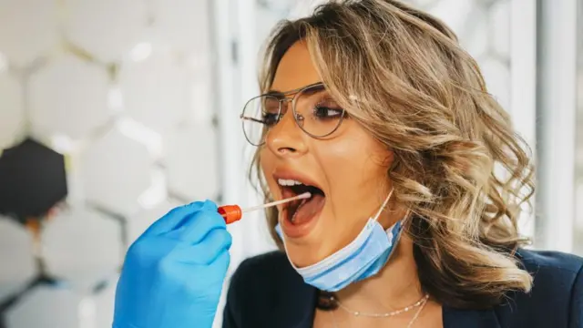 Woman having a Covid test