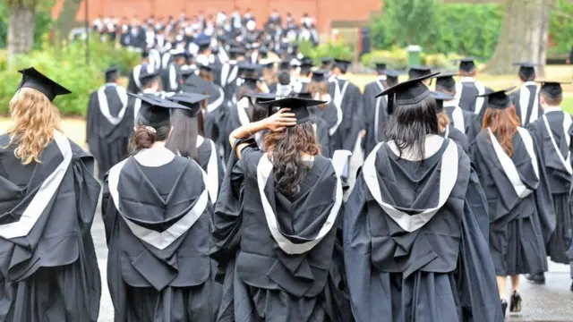 A group of students graduating