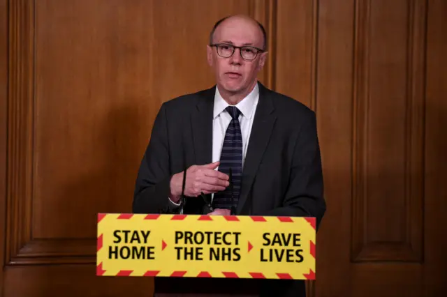 Professor Stephen Powis speaks during a press briefing on 1 February2021