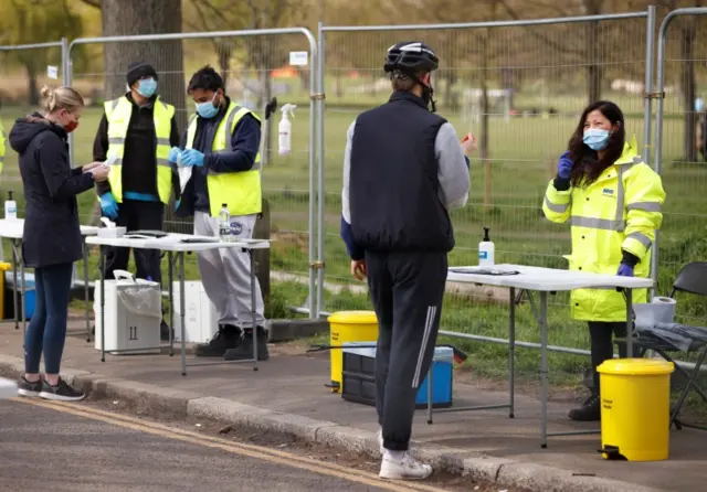 A mobile testing site in Clapham, London