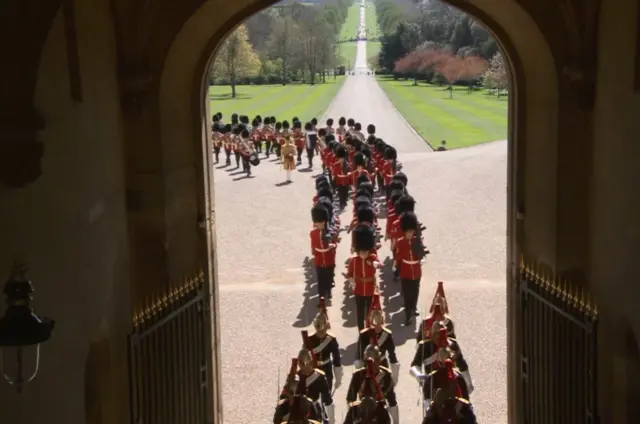 Members of the military arriving at Windsor