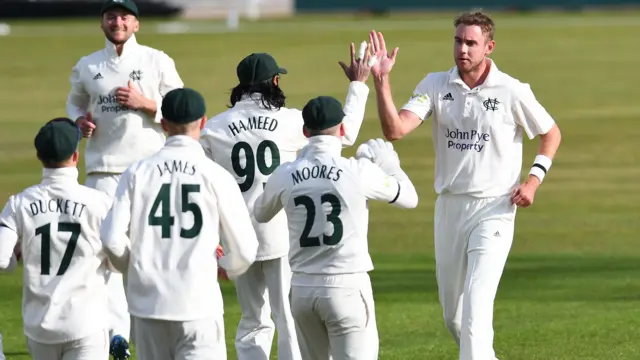 Stuart Broad celebrates