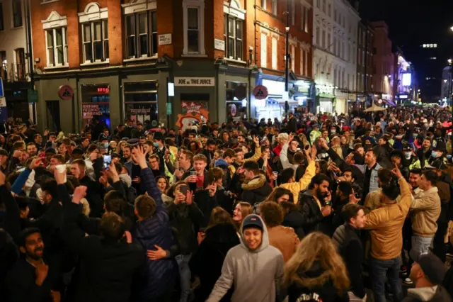 People out in Soho on Saturday night