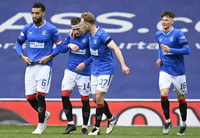 Rangers lead 2-0 at the halfway stage