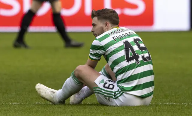 Injured winger James Forrest is absent from the Celtic squad