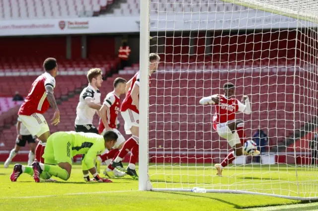 Eddie Nketiah scores for Arsenal against Fulham