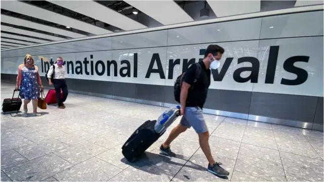 People arriving at an airport