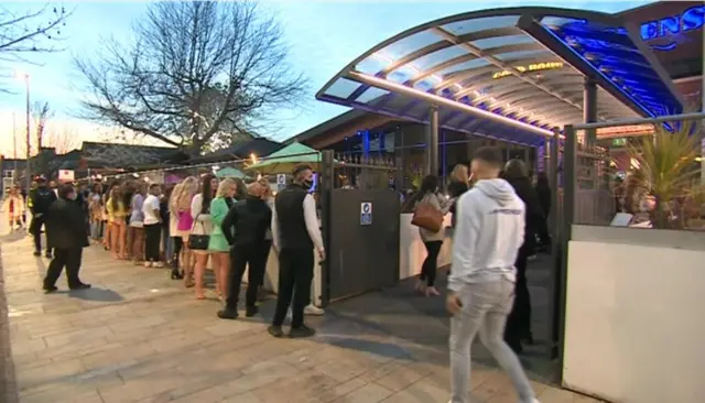 Queue outside a Middlesbrough pub