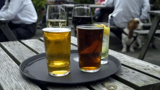 Drinks in a beer garden