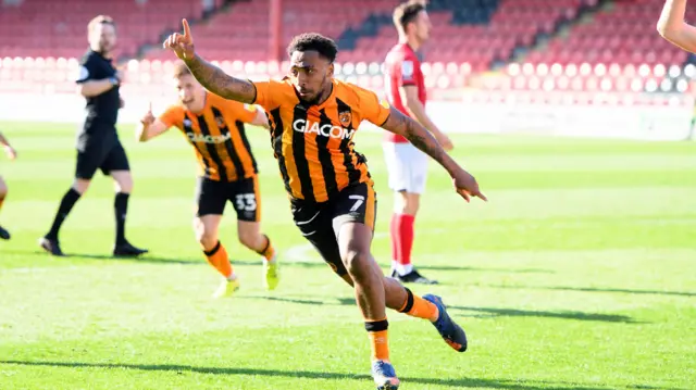 Mallik Wilks celebrates his winner for Hull