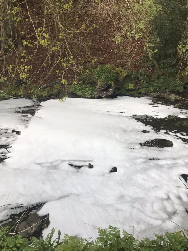 Close up of froth in Ouseburn