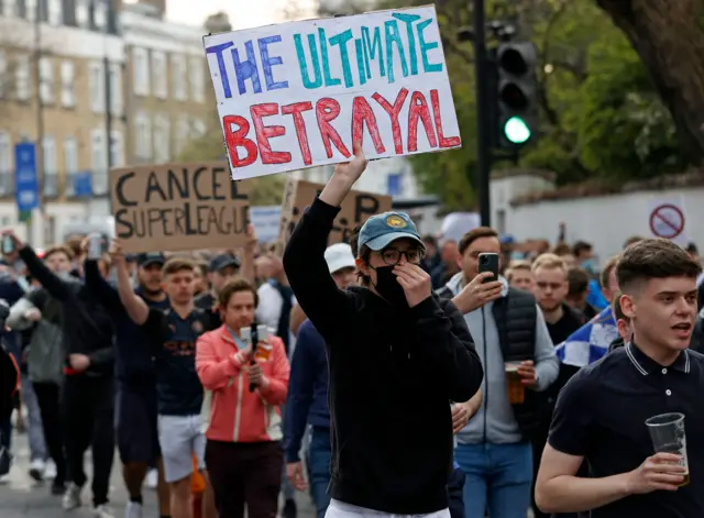 Chelsea fans protest outside Stamford Bridge