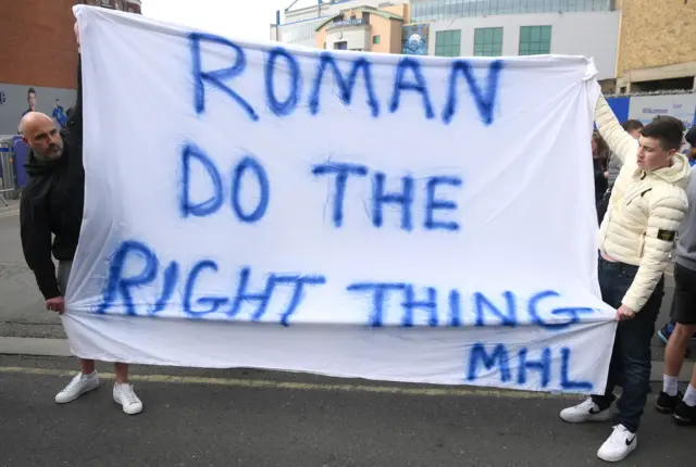 Chelsea fans protest outside Stamford Bridge