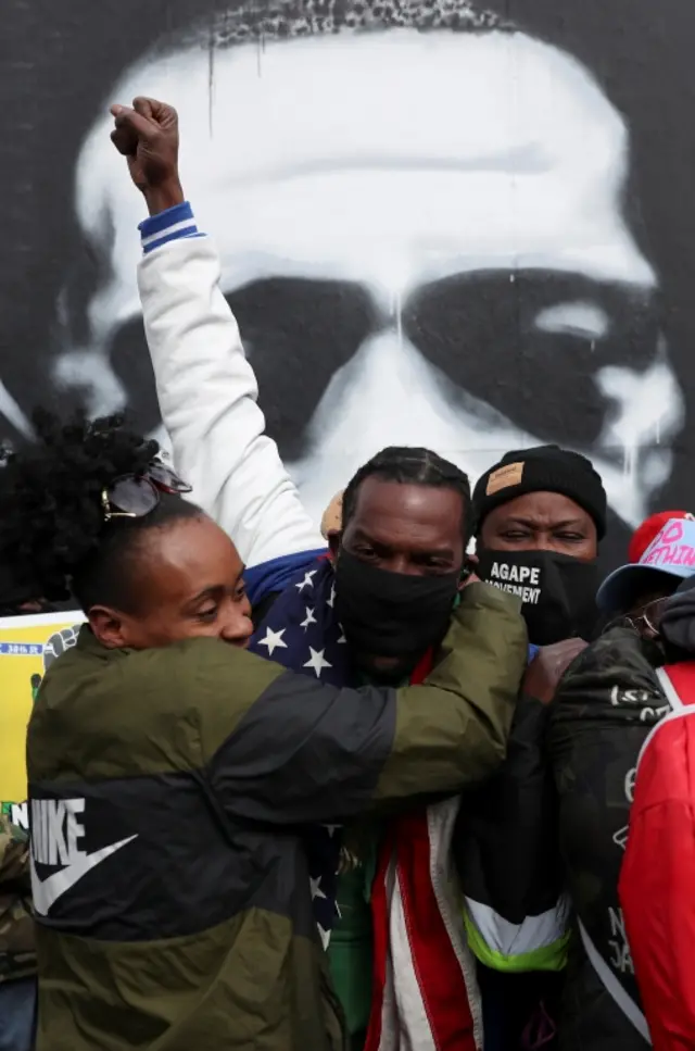 Celebrations outside the courtroom