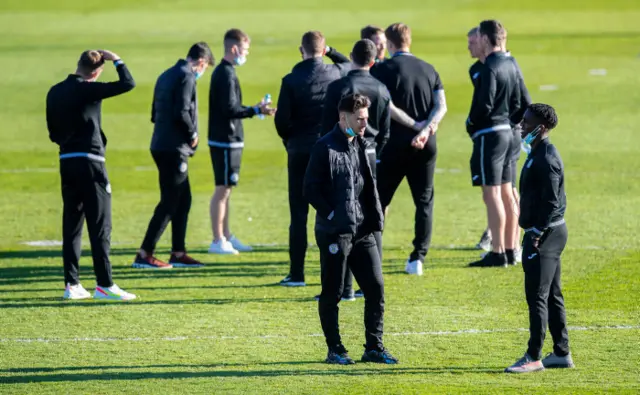 St Mirren's players pre match during a Scottish Premiership match between Ross County