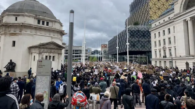 Protestors in Birmingham in the summer