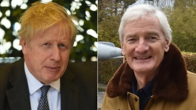 Composite image of Boris JOhnson on the left and Sir James Dyson, right