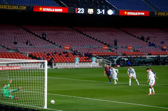 Getafe's Enes Unal scores