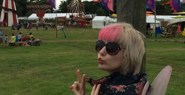 Festival goer at Deer Shed