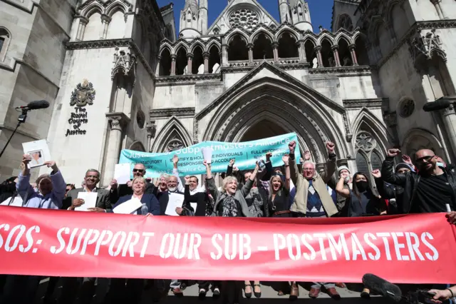 Former Post Office workers outside court