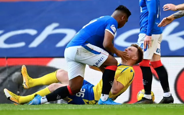 Rangers' Alfredo Morelos and St Johnstone's Liam Craig