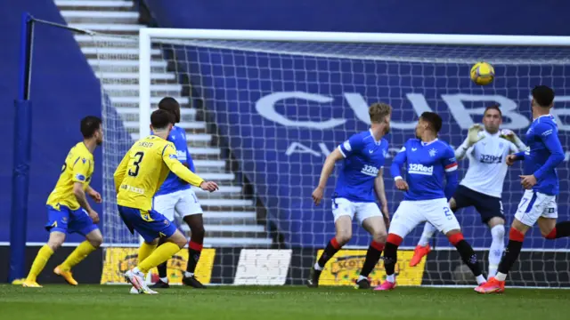 St Johnstone's Scott Tanser has a first half shot saved by Allan McGregor