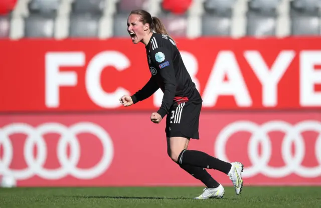 Sydney Lohmann celebrates giving Bayern the lead