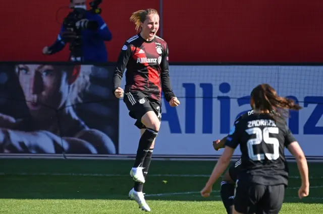 Sydney Lohmann celebrates giving Bayern the lead