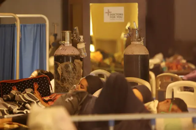 A makeshift Covid-19 quarantine facility set up at a banquet hall in New Delhi, India