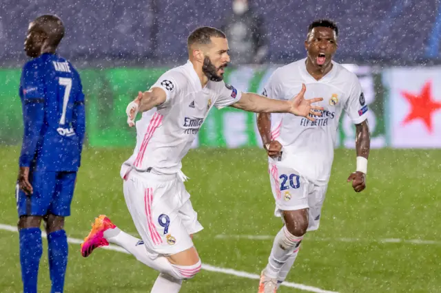 Karim Benzema celebrates