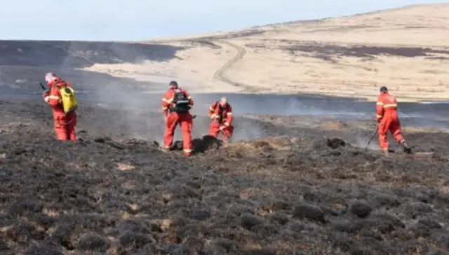 Firefighters on Marsden Moor