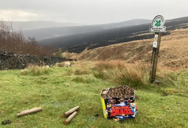 Box of discarded fireworks