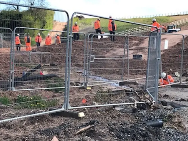 water pipe burst at construction site