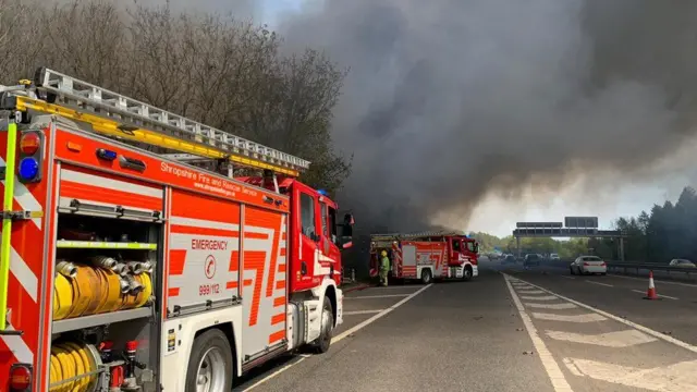 Fire engines at recycling fire