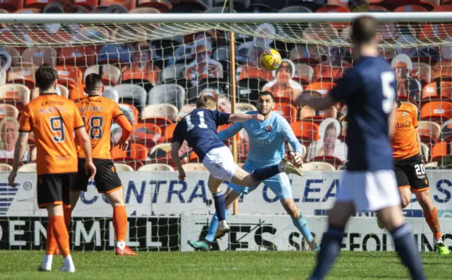 Partick Thistle's Scott Tiffoney scores to make it 1-0