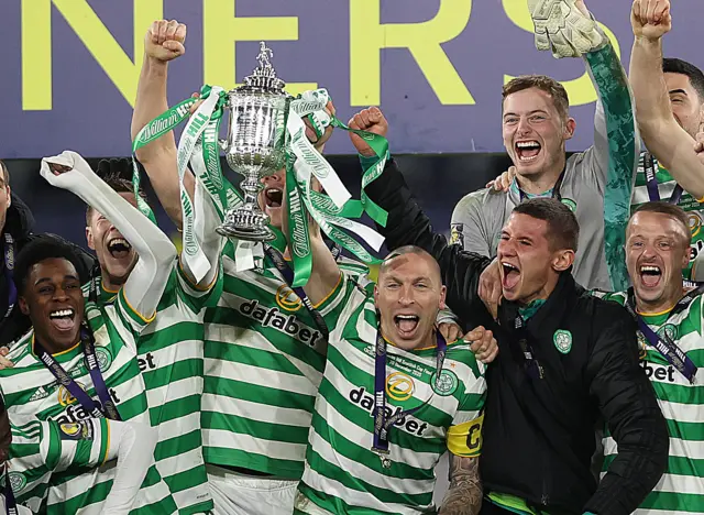 Celtic celebrate with the Scottish Cup at Hampden