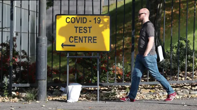 Covid test centre sign