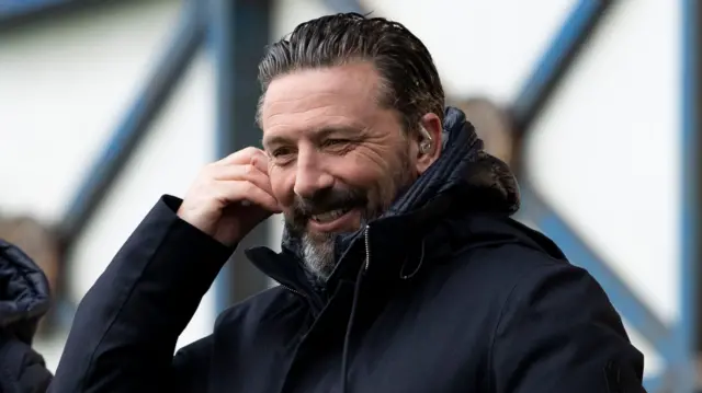 Derek McInnes was at Ibrox as a pundit for Premier Sports